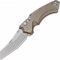 Автоматический складной нож Hogue Wharncliffe EX-A05, клинок Stonewash, сталь 154CM, рукоять пустынный алюминий купить в Калининграде