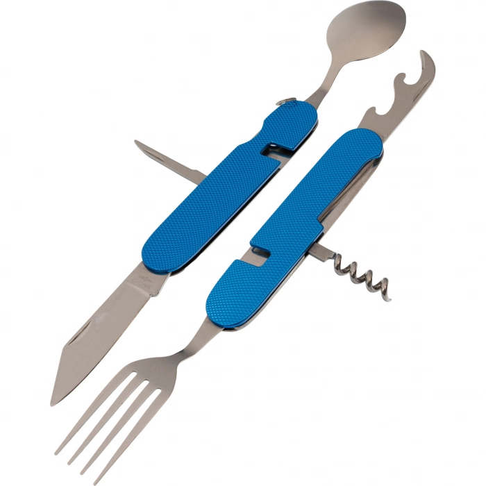 Многофункциональный походный нож (ложка,вилка,нож) 6-в-1, синий