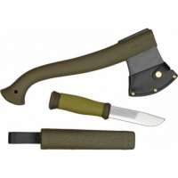 Набор Morakniv Outdoor Kit MG, нож Morakniv 2000 сталь Sandvik 12C27, цвет зеленый + топор купить в Калининграде