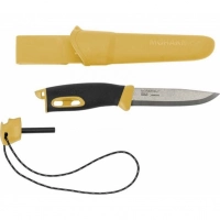 Нож с фиксированным лезвием Morakniv Companion Spark Black Yellow, сталь Sandvik 12C27, рукоять резина/пластик купить в Калининграде