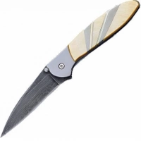 Полуавтоматический складной нож Santa Fe Kershaw Leek, дамасская сталь, рукоять сталь с накладкой из перламутра купить в Калининграде