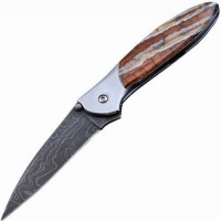 Полуавтоматический складной нож Santa Fe Kershaw Leek, дамасская сталь, рукоять сталь с накладкой из зуба мамонта купить в Калининграде