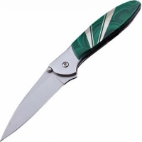 Полуавтоматический складной нож Santa Fe Kershaw Leek, сталь 14C28N, рукоять сталь с накладкой из малахита купить в Калининграде