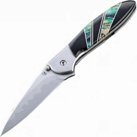 Полуавтоматический складной нож Santa Fe Kershaw Leek, сталь D2/14C28N, рукоять сталь с накладкой из зуба мамонта купить в Калининграде