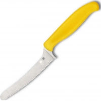 Универсальный кухонный нож Spyderco Z-Cut Serrated Offset Kitchen, сталь CTS™ — BD1 Alloy, рукоять желтый полипропилен купить в Калининграде