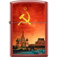 Зажигалка ZIPPO Красная Москва, латунь/сталь с покрытием Red Matte, красная, матовая, 36x12x56 мм купить в Калининграде