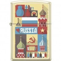 Зажигалка ZIPPO Открытка из России, латунь/сталь с покрытием Cream Matte, кремовая, 36x12x56 мм купить в Калининграде