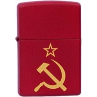 Зажигалка ZIPPO Серп и Молот Red Matte, латунь с порошковым покрытием, красная, матовая, 36х56х12 мм купить в Калининграде